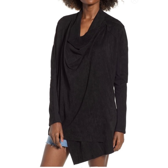Blank NYC Jackets & Blazers - Blank NYC Draped Linen Blend Jacket Black NWT S